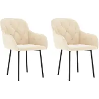 vidaXL Eetkamerstoelen 2 st fluweel crèmekleurig