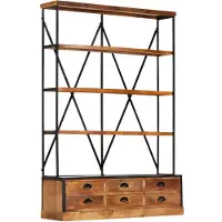 vidaXL Boekenkast 4-laags met 6 lades 122x36x181 cm massief mangohout