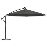 vidaXL Zweefparasol met LED-verlichting metalen paal 350 cm antraciet