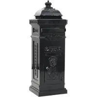 vidaXL Pilaar brievenbus vintage stijl roestbestendig aluminium zwart