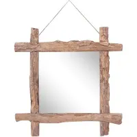 vidaXL Spiegel houtblokken70x70 cm gerecycled teakhout naturel