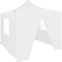 vidaXL Partytent met 4 zijwanden inklapbaar 3x3 m staal wit
