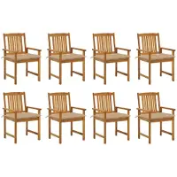vidaXL Tuinstoelen 8 st met kussens massief acaciahout