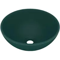 vidaXL Wastafel rond 32,5x14 cm keramiek mat donkergroen