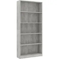 vidaXL Boekenkast met 5 schappen 80x24x175 cm bewerkt hout betongrijs