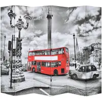 vidaXL Kamerscherm inklapbaar Londen bus 228x170 cm zwart en wit