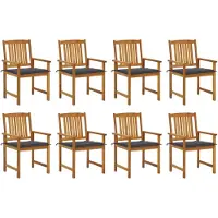 vidaXL Tuinstoelen met kussens, 8 stuks, massief acaciahout