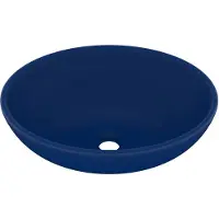 vidaXL Wastafel ovaal 40x33 cm keramiek mat donkerblauw