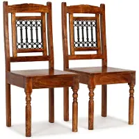 vidaXL Eetkamerstoelen 2 st klassiek hout met honingafwerking