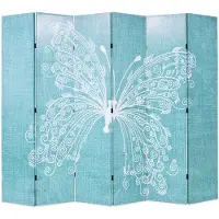 vidaXL Kamerscherm inklapbaar vlinder 228x170 cm blauw