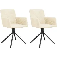 vidaXL Eetkamerstoelen draaibaar 2 st fluweel crèmekleurig
