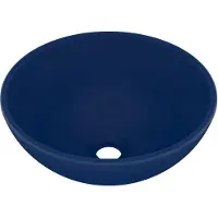 vidaXL Lavabo rond de luxe de salle Bleu foncé mat 32,5x14cm Céramique