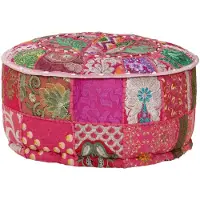 vidaXL Poef patchwork rond handgemaakt 40x20 cm katoen roze