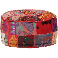 vidaXL Poef patchwork rond handgemaakt 40x20 cm katoen rood