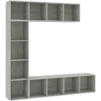 vidaXL 3-delige Boekenkast-/tv-meubelset 180x30x180 cm betongrijs