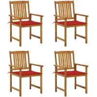 vidaXL Tuinstoelen met kussens, 4 stuks, massief acaciahout