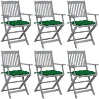 vidaXL Tuinstoelen 6 st inklapbaar met kussens massief acaciahout