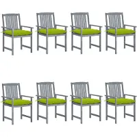 vidaXL Tuinstoelen 8 st met kussens massief acaciahout grijs