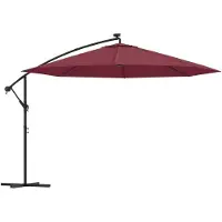 vidaXL Zweefparasol met LED-verlichting 350 cm bordeauxrood
