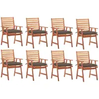 vidaXL Tuinstoelen 8 st met kussens massief acaciahout