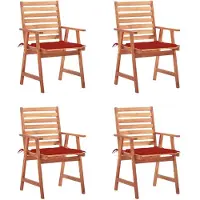 vidaXL Tuinstoelen, set van 4, met kussens, gemaakt van massief acaciahout