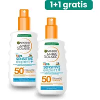 Garnier Ambre Solaire Sensitive Expert Kids Zonnebrandspray SPF 50+ Zonnebrand voor de Kinderhuid met Ceramide Protect 150ml