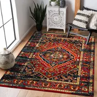 Muratap Vintage marrakech vloerkleed zwart / multi laagpolig- 140x200 cm