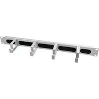 Logilink 19"-Kabelführungspanel mit 4 Stahlbügeln und Bürstenleiste, lichtgrau