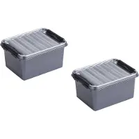 Sunware 6x stuks q-line opberg box/opbergdoos - 2 liter - 20 x 15 x 10 cm - kunststof - opslagbox - grijs