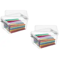 Sunware 4x stuks q-line opberg box/opbergdoos - 2 liter - 20 x 15 x 10 cm - kunststof - opslagbox - transparant/zilver