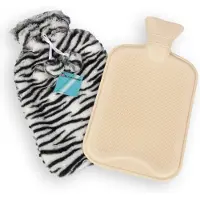 Merkloos Warme Schattige Dieren Kruik met Hoes voor Kinderen - 1.75L - Zebra Print - Max. 40 Graden - 33cm x 20cm x 1.5cm