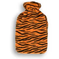 Merkloos Oranje & Zwart Kinderkruik met Cheetah Print Hoes - 0.85L - Polyester en Natuurrubber - 29cm x 2cm x 29cm