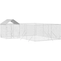 vidaXL Hondenkennel met dak 6x6x2,5 m gegalvaniseerd staal zilver
