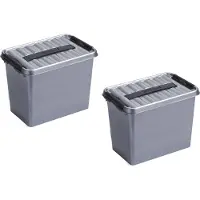 Sunware 5x stuks q-line opberg box/opbergdoos - 9 liter - 30 x 20 x 22 cm - kunststof - opslagbox - grijs