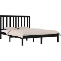vidaXL Bedframe massief grenenhout zwart 140x190 cm