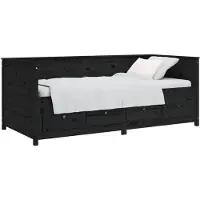 vidaXL Dagbed, zwart, 75x190 cm, massief grenenhout