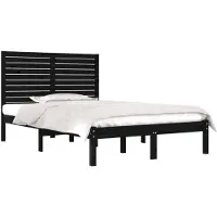 vidaXL Bedframe massief hout zwart 140x190 cm