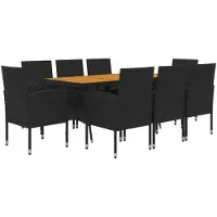 vidaXL 9-delige tuinset, polyrotan, zwart