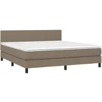 vidaXL Boxspring met matras stof taupe 180x200 cm