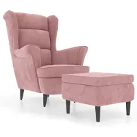 vidaXL Fauteuil met voetenbank fluweel roze