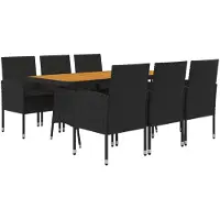 vidaXL 7-delige tuinset, polyrotan, zwart