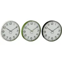 J-Line wandklok Rond - kunststof - groen/wit/zwart - large - 3 stuks