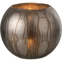 J-Line theelichthouder jari rond - glas - grijs/blauw - large