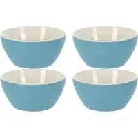 Excellent houseware Soepkommen/schaaltjes - 4x - Acapulco - porselein - D14 x H6.5 cm - blauw - Kommetjes