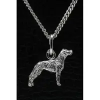 MOOYE ® - Collectie Zilveren Weimaraner langhaar ketting hanger - klein