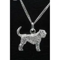 MOOYE ® - Collectie Zilveren Bouvier ketting hanger - oren ongecoupeerd staart omhoog - groot