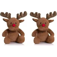Mumbles Set van 2x stuks pluche rendieren knuffel van 30 cm - Speelgoed knuffels/knuffeldieren