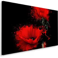 Karo-art Schilderij - Rode klaprozen, zwarte achtergrond, premium print