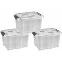 Hega hogar opbergbox - 5x - transparant/blauw- 17 liter - 40 x 32 x 23 cm - kunststof - opbergdoos - Opbergbak