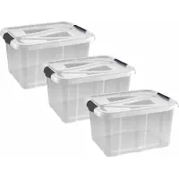 Hega hogar opbergbox - 5x - transparant/zilvergrijs- 30 liter - 49 x 39 x 26 cm - kunststof - opbergdoos - opbergbak